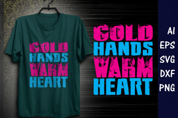 Cat Quote Design with Gold Hands and Warm Heart Graphics for T-Shirt Designs