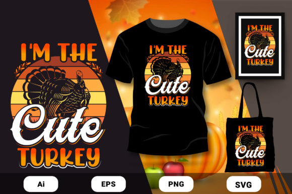 Cute Turkey T-Shirt Design Graphic for Print Templates and Graphics
