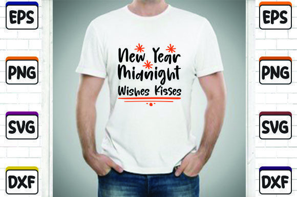 New Year Midnight Wishes Kisses Graphics for T-Shirt Designs